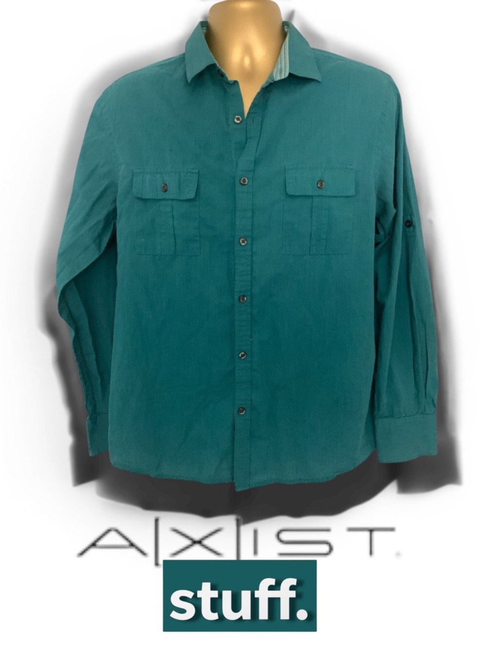 Axist Teal Green Casual Button-Down Shirt (10336)